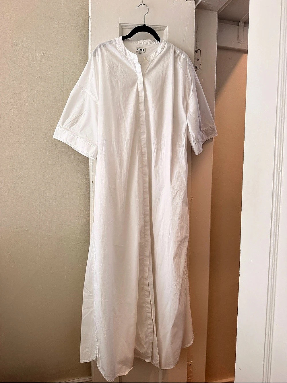 STAUD Joan Maxi Shirt Dress White Size XS/S